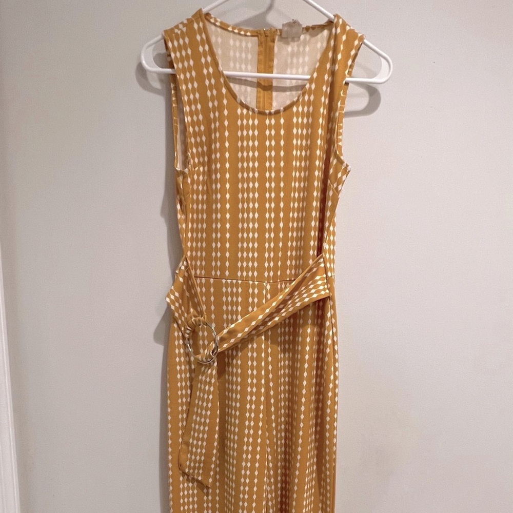Belted yellow retro jumpsuit